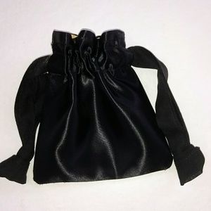Black Satin Fully Lined Drawstring Pouch Bag